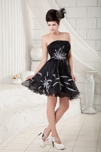 Mini-length Little Black/Homecoming Dress Strapless Beading