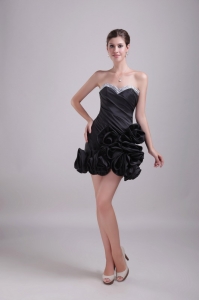 Black Little Black/Cocktail Dress Sweetheart Mini-length Beading