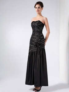 Black Ankle-length Mother Of The Bride Dress Beading Scattered