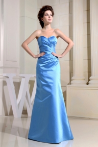 Custom Made Dress for Bridesmaid Sky Blue Sweetheart and Ruch