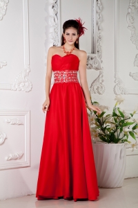 Red Sweetheart Pageant Celebrity Dress Beading Empire