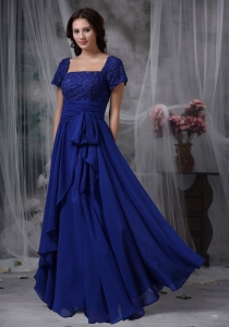 Royal Blue Square Chiffon Beading Mother of the Bride Dress