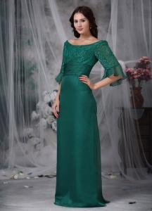 Turquoise Scoop Chiffon Mother of the Bride Dres
