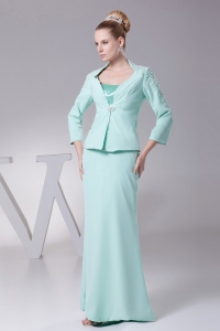 Mother Of The Bride Dress Apple Green Chiffon Long Sleeves Jacket