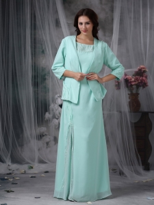 Apple Green Scoop Chiffon Beading Mother Of The Bride Dress
