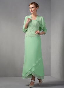 Strapless Apple Green Mother Of The Bride Dress Ankle-length Appliques