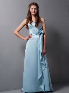 Strapless Baby Blue Bridesmaid dresses with Bow