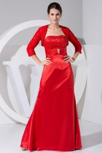 Beading and Embroidery Decorate Bodice Red Prom Dress