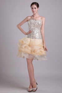 Lovely Champagne Organza and Sequins Nightclub/Cocktail Dress