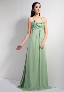 Green Halter Bridesmaid dresses with Brush Train Ruch