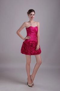 Hot Pink Sweetheart Mini-length Beading Nightclub/Cocktail Dress