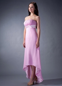 Lavender Chiffon High-low Chiffon Ruch Bridesmaid dresses