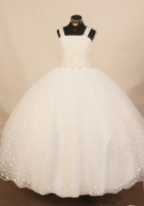 2013 Exquisite White Straps Little Girl Pageant Dress Beading