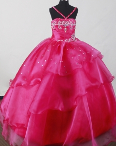 Beautiful Fuchsia Little Girl Dresses for Pageant Beaded