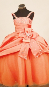 Discount Orange Red Little Girl Dresses Straps Beaded In 2013