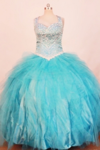 Exquisite Little Girl Pageant Dresses Beading Aqua Blue 2013