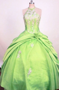 Halter Spring Green Little Girl Pageant Dress Ball Gown