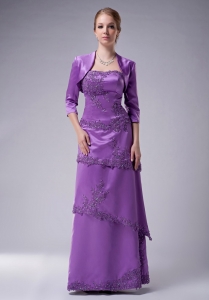 Mother of The Bride Dress Purple Empire Appliques Jacket
