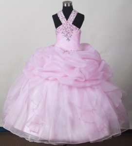 Baby Pink Little Girl Pageant Dresses Beading and Pick-ups