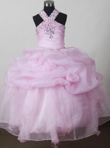 Baby Pink Beading and Pick-ups Little Girl Pageant Dresses