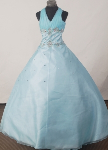 Brand New Halter Beading Little Girl Pageant Dress Ball Gown
