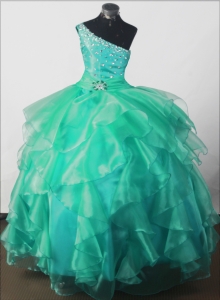Floor-length Layered Little Girl Pageant Dress Beading