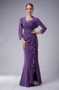 Purple Floor-length Chiffon Mothers Dress with Jacket