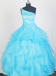 Aqua Blue Ruffles Little Girl Pageant Dress Beaded