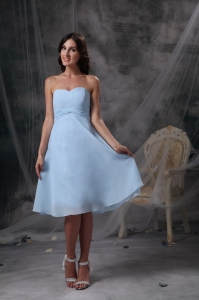 Baby Blue Empire Sweetheart Ruch Bridesmaid Dresses