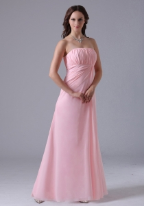Ruched Baby Pink Bridesmaid dresses with Floor-length