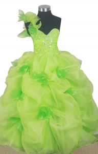Ball Gown Little Girl Pageant Dress One Shoulder Beading