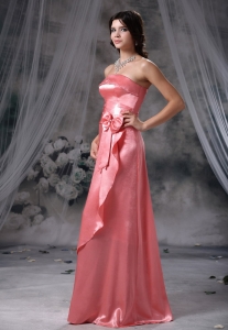 Strapless Bowknot Watermelon Red Dress for Bridesmaid