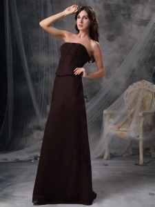 Brown Strapless Floor-length Satin Bridesmaid dresses
