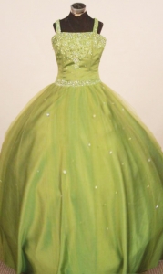 Olive Green Little Girl Pageant Dresses Straps Floor-Length