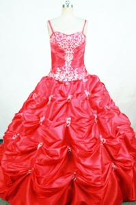 Pick-ups Straps Red Appliques Little Girl Pageant Dress