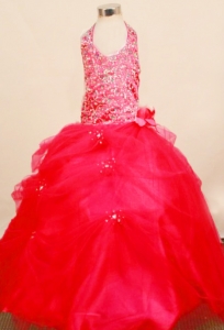 Halter Top Neck Little Girl Pageant Dresses Colorful Beadings