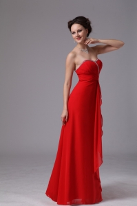 Red Sweetheart Beaded Ruch Chiffon Bridesmaid dresses
