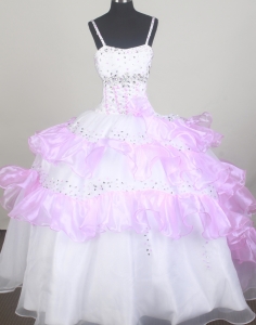 Colorful Ruffled Little Girl Pageant Dresses Beading