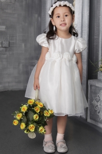 Bridesmaid Flower Girl Dress Hand-made Flowers and Bow