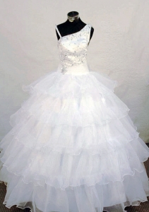 Ruffled Little Girl Pageant Dresses Beaded Organza