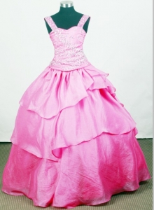 Beaded Straps Little Girl Pageant Dresses Hot Pink