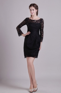 Black Sleeves Short Lace Mother of the Bride Dreses