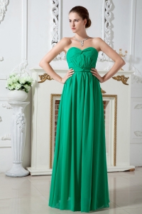 Sweetheart Ruch Green Bridesmaid of Honor Dress Chiffon