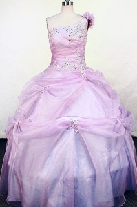 One Shoulder Lilac Little Girl Pageant Dresses Appliques