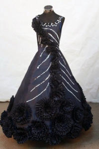 Black Beaded Little Girl Pageant Dress Flowers