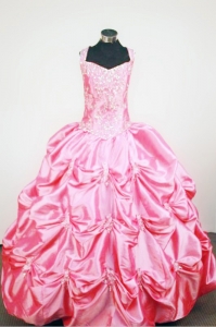 Pick-ups Halter Rose Pink Little Girl Pageant Dress Beaded