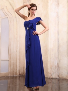 Royal Blue Prom Dress One Shoulder Ankle-length