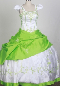 White and Spring Green Flower Girl Pageant Dress Square