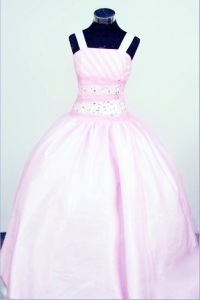 Straps Baby Pink LIL Girl Pageant Dresses Taffeta Beaded