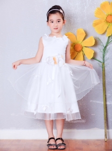 Organza Hand Made Flowers Little Girl Pageant Dress